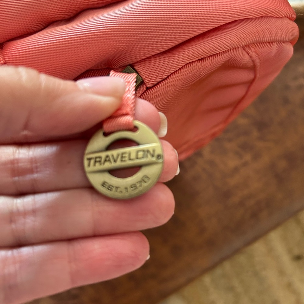Travelon Pink Crossbody Bag with Gold Accents - Picture 4 of 6